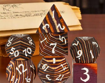 Handcrafted Wooden DnD Dice Set, 7pc Polyhedral RPG Dice, Colorful Tabletop Gaming Dice, Dungeons & Dragons Accessories, Gift-Ready