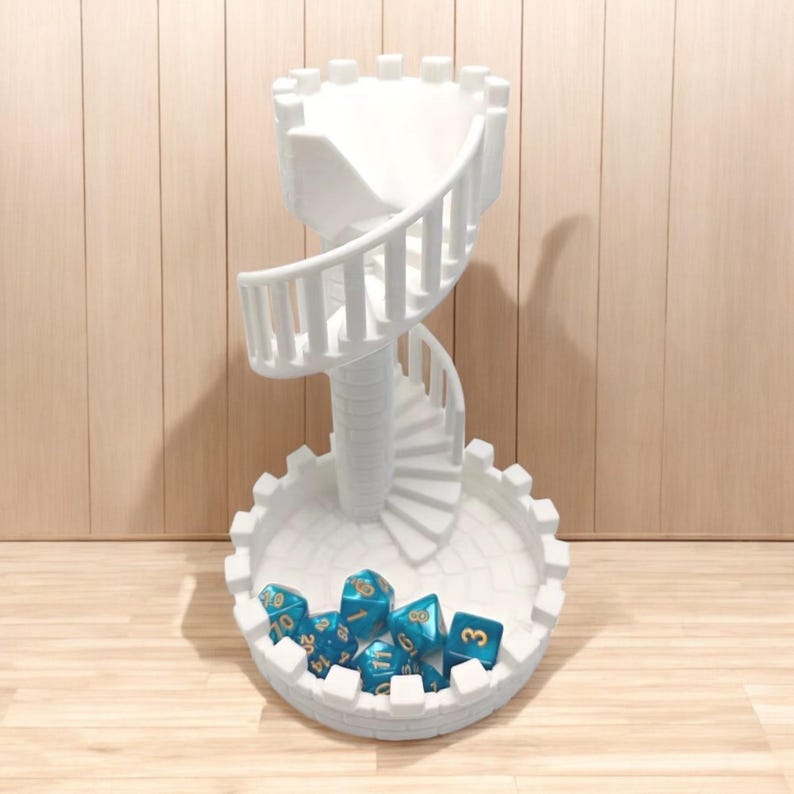 D&D Dice Roller Tower and Tray – 3D Printed Castle Staircase – Fantasy ...
