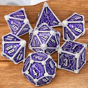 DnD Dice Set - Metal RPG Polyhedral Dice including D20 D12 D10 D% D8 D6 D4 - Perfect for Role Playing Games - Unique Gift for Nerds