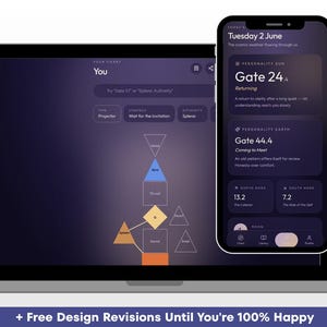 Puede incluir: Un port&aacute;til y un tel&eacute;fono inteligente muestran una interfaz de tema oscuro con formas geom&eacute;tricas y texto que incluye "Tuesday 2 June", "Gate 24", "Gate 44.4", "13.2" y "7.2". La pantalla muestra un gr&aacute;fico con un tri&aacute;ngulo azul, un diamante amarillo y un cuadrado naranja.