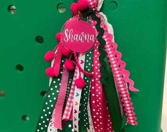 Pink/Green Bogg Bag Tassel