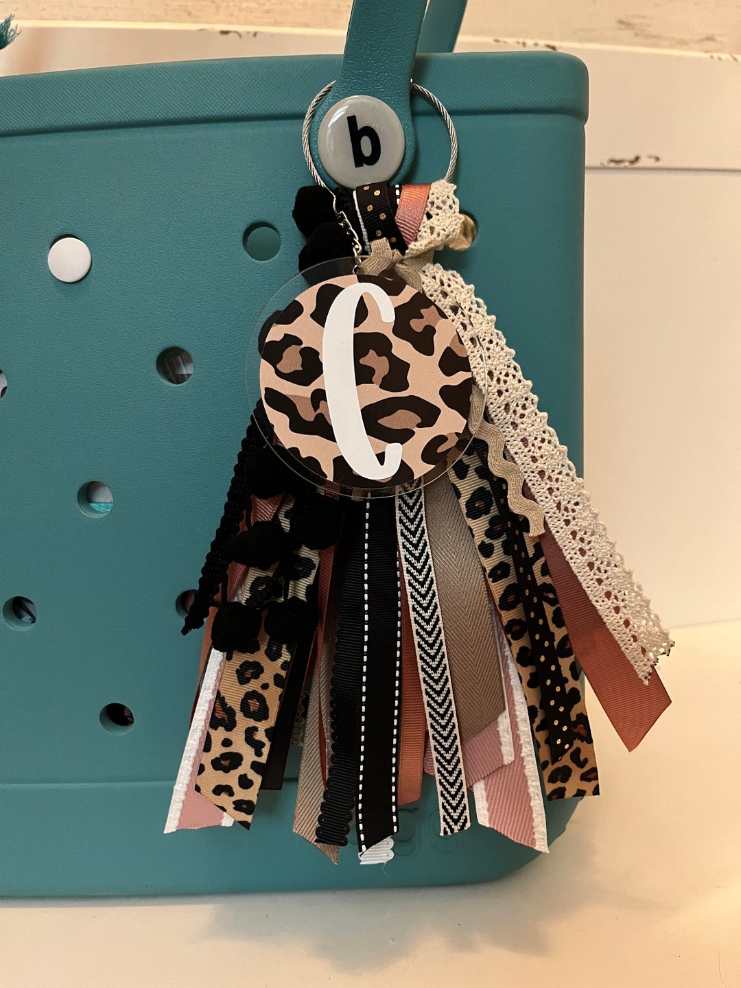 Dusty Pink/beige Leopard Bogg Bag Tassel - Etsy