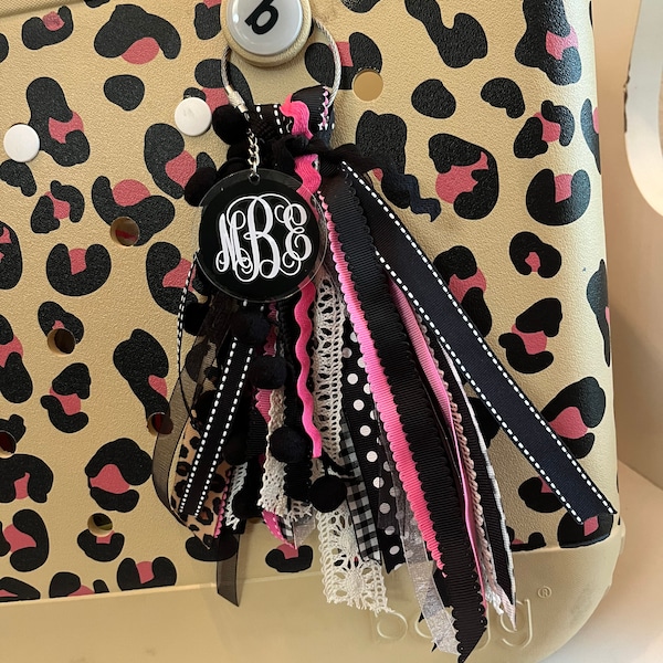 Pink/Black Bogg Bag Tassel