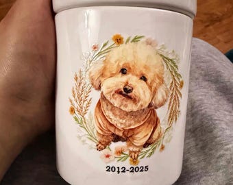 カスタムペット骨壷 セラミックペット遺灰骨壷 メモリアル記念品 犬猫用白磁骨壷 手作りペットメモリアルギフト