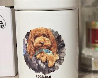 Benutzerdefinierte Haustier-Urne Keramik-Haustier-Asche Andenken Personalisierte Gedenkurne für Hunde Katzen Haustier Feuerbestattung Urne mit Foto und Name Gravur