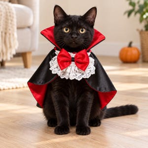 Halloween Vampire Pet Cape Black Red Dog Cat Costume Dracula Cloak Cosplay Collar Party Outfit Small Medium Large Pets