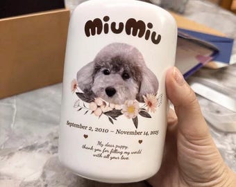 Urna personalizada para mascotas, urna de cremación conmemorativa de cerámica grabada a medida para cenizas de mascotas, urna de cremación para perros pequeños y gatos hecha a mano