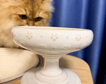 Comedero elevado de cerámica para gatos, cuenco de gran capacidad para comida y agua, protección antifugas en el cuello, elegante comedero para gatos, plato de hidratación chic