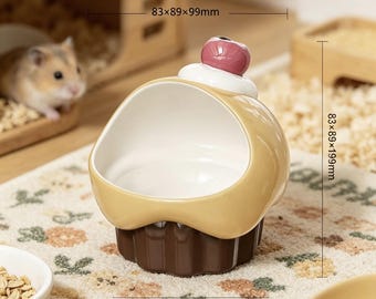 Keramik-Hamster-Futternapf-Cupcake-förmige kleine Futterschüssel für Hamster, Hamsterfutternapf