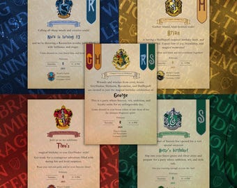 Wizarding School-Inspired Birthday Invitations | House Themed Party Invites | Instant Download | 5x7 Inches