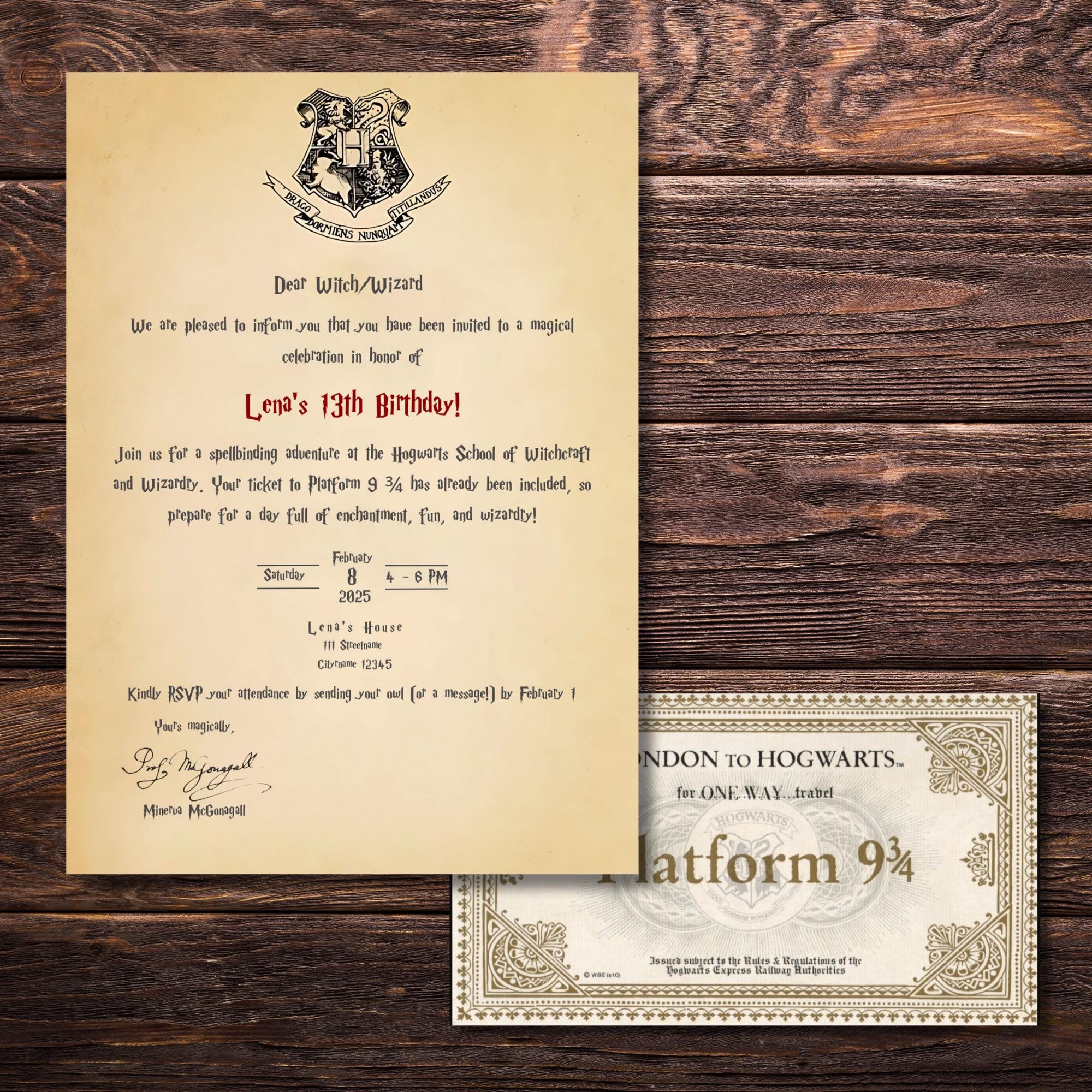 Magical Birthday Invitation & Platform Train Ticket | Wizarding Invitation| Editable Magical Party Template | Instant Download