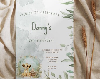 King of the Jungle Birthday Template - Editable & Printable - Instant Download