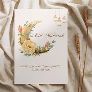 Eid Mubarak-Grußkarte | Bearbeitbarer „Wunsch“ | Sofortdownload | A6