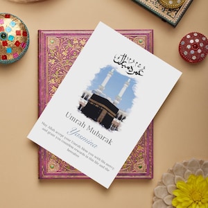 Kartka z życzeniami Umrah Mubarak | Edytowalny szablon | Natychmiastowe pobieranie