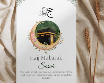 Personalized Hajj Mubarak Card | Islamic Hajj Greeting | Editable Printable Hajj Card | Muslim Gift for Hajj Pilgrims | Hajj 2025