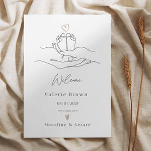 Minimalistic Birth Announcement Card Template | Baby Feet | Editable Canva Design | A6