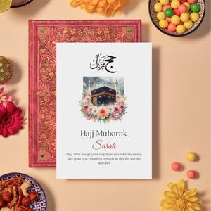 Personalized Hajj Mubarak Card | Islamic Hajj Greeting | Editable Printable Hajj Card | Muslim Gift for Hajj Pilgrims