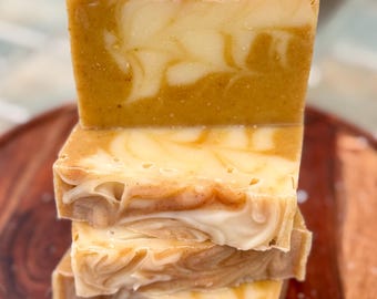 Aloe, Turmeric, and Sandalwood + Triple Butters and Olive Handmade Vegan Soap