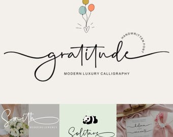 Gratitude Font, Cursive Font Bundle, Script Fonts, Canva Font, Procreate Fonts, Commercial Fonts, Calligraphy Font