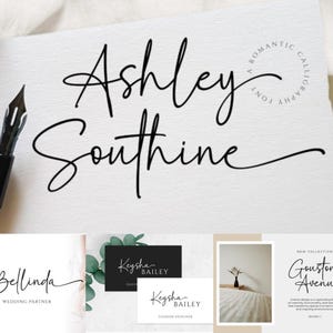 Ashley Southine - Fuente caligráfica, fuente de escritura, fuente Cricut, fuente cursiva, fuente para bodas, moderna, manuscrita, fuente digital, fuente Canva