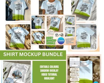 All Over T-Shirt Canva Editable Template Bundle, T-Shirt Template, T-Shirt Sublimation Blank, All Over Shirt Design, Canva Drag And Drop