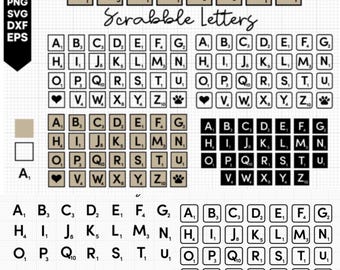 SCRABBLE SVG dxf Files Scrabble Tiles Lightburn Cricut Scrabble Tiles Letters Family Sign Laser Plasma CNC 3d print pla
