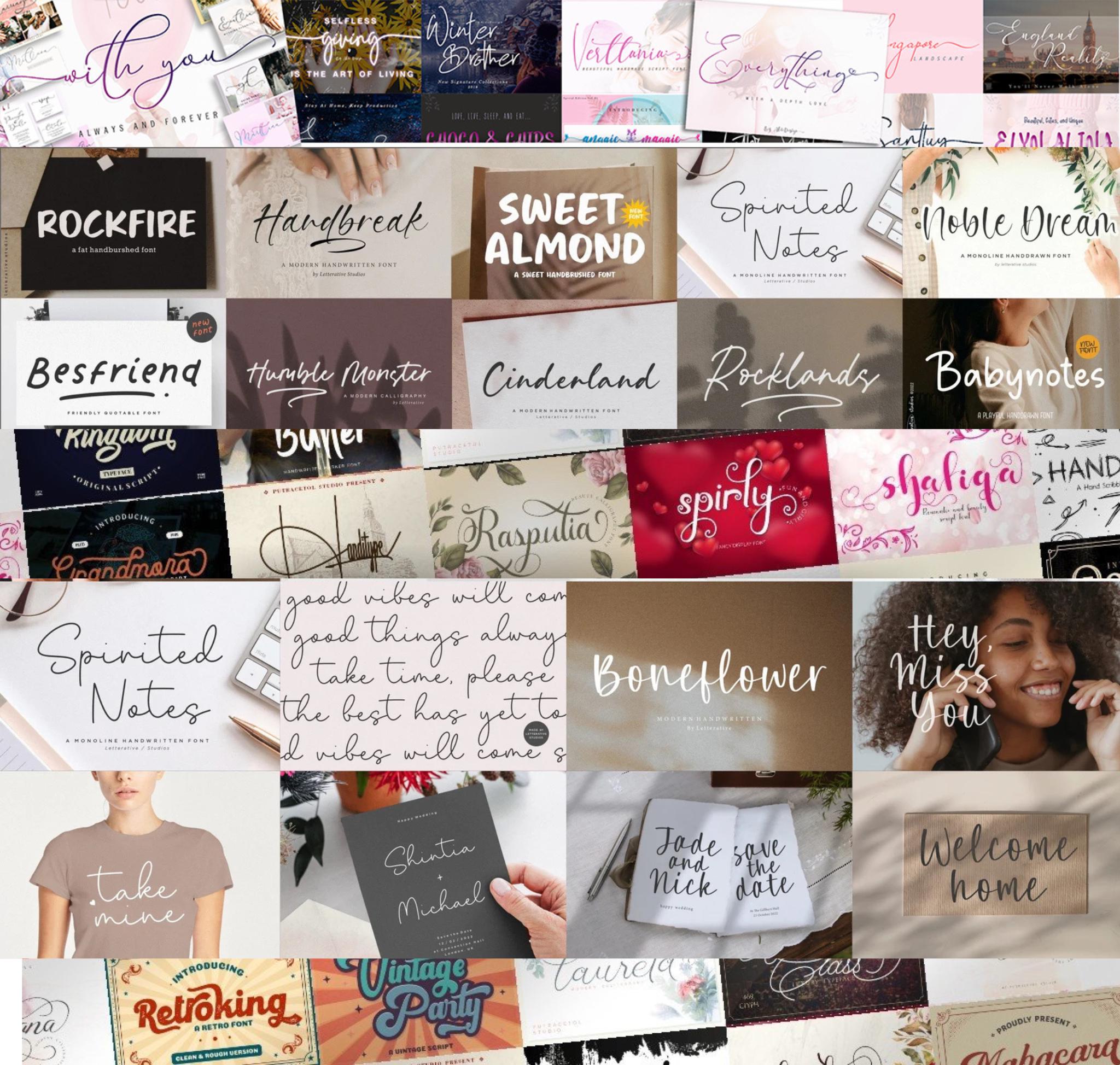 357+ Fonts Bundle, Script Fonts, Crafting, Handwritten Fonts, Serif ...