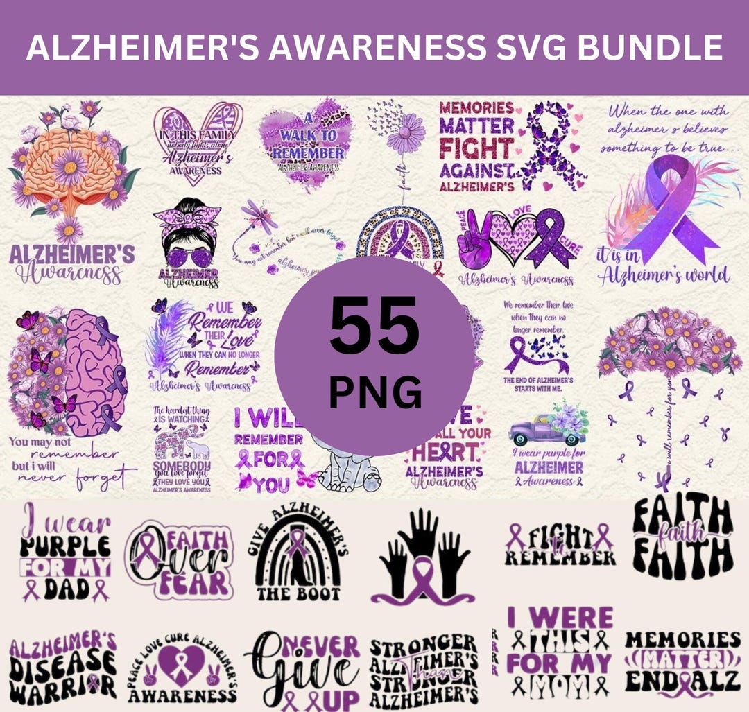 Alzheimer's Awareness Svg Bundle, Purple Ribbon Svg, Alzheimers ...