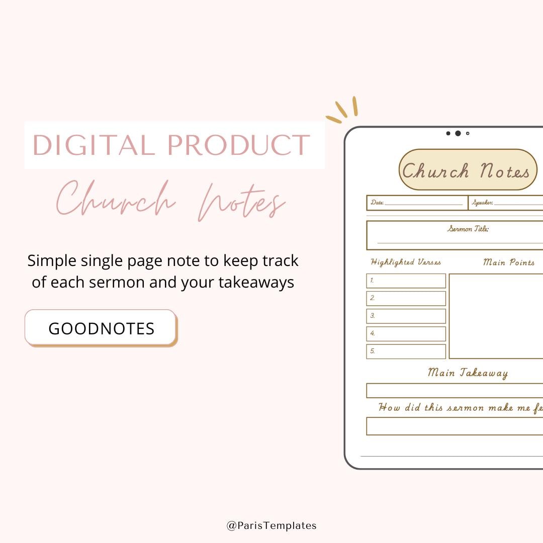 Church Notes Template I Printable PDF - Etsy
