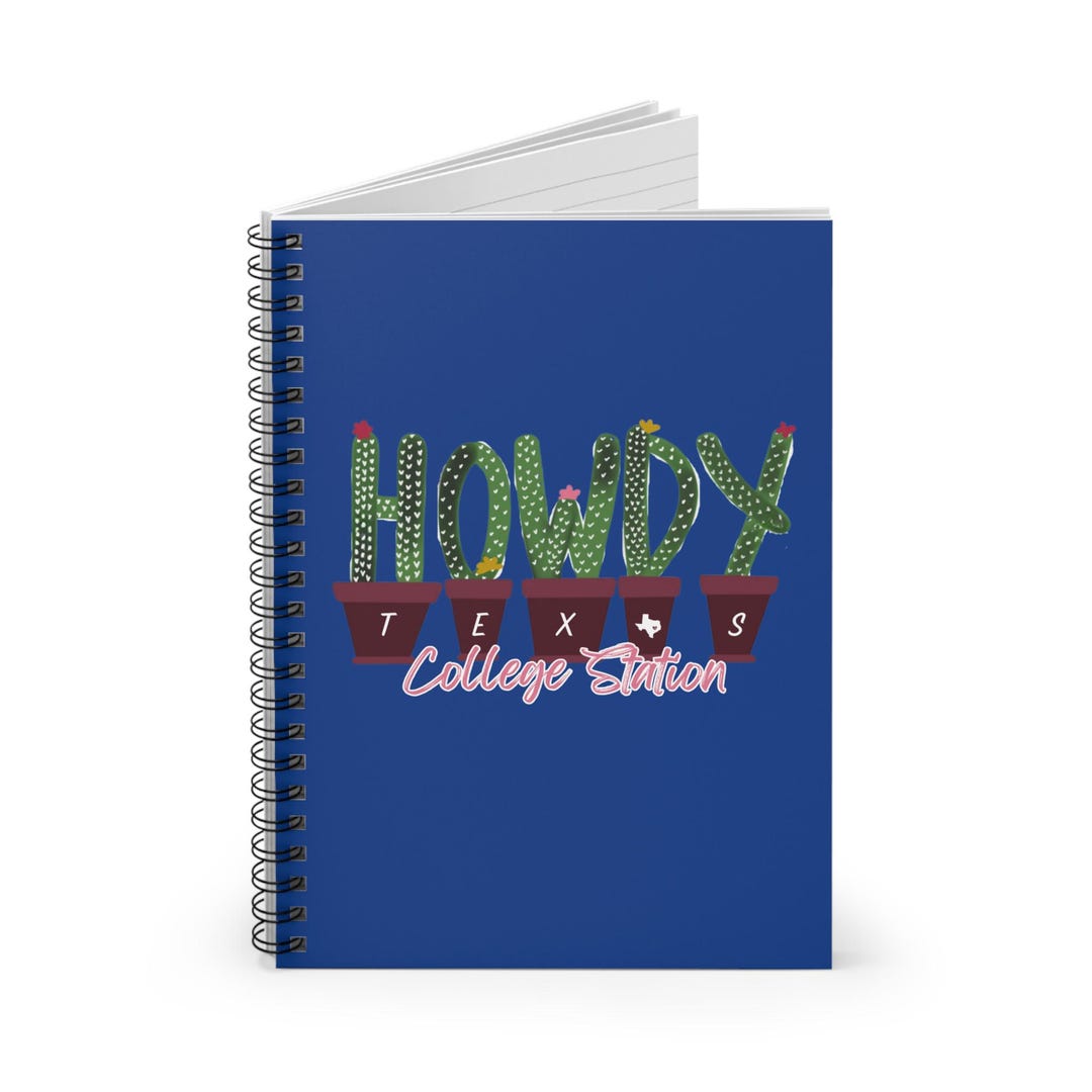 Howdy College Station Cactus Design Spiral Notebook - Ruled Line - Etsy