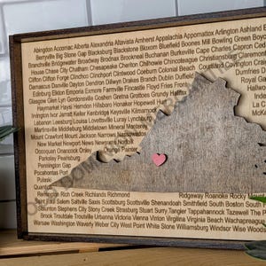 Framed Virginia with Cities and Towns and Heart | State | VA | DELMARVA | SVG | Laser Cut File