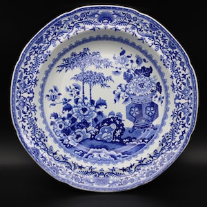 A Minton &#39;Bamboo & Flowers&#39; Pattern Soup Plate