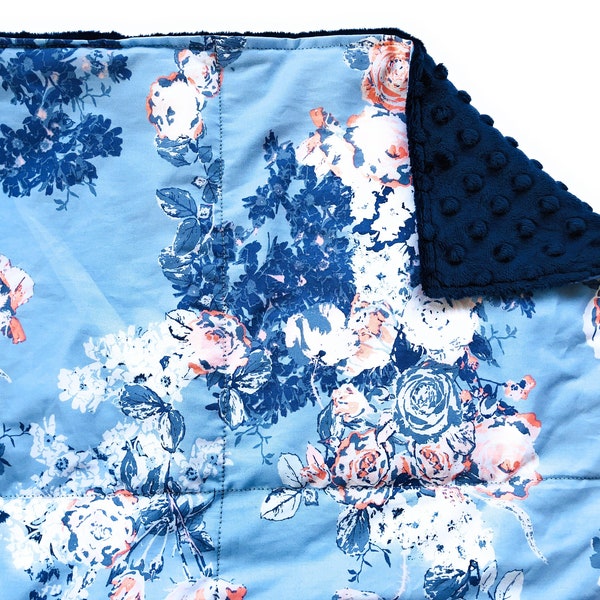 Ready to Fill- Ships Fast- Weighted Blanket- Adult Size (40x60 inches) Blossom Blue