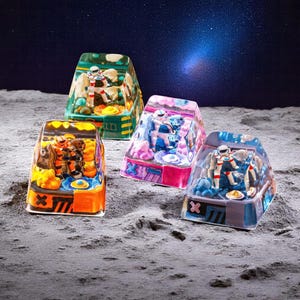 Cadeau fait main, porte-clés astronautes artisan, ensemble de porte-clés, clavier mécanique, porte-clés Cherry MX, porte-clés anime mignon, porte-clés en résine artisan personnalisés