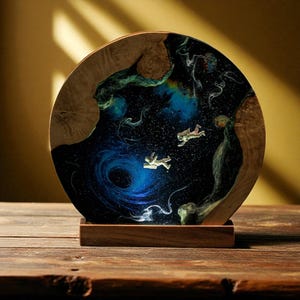 Interstellar Epoxy Lamp, Custom Epoxy Resin Lamp, Resin and Wood Night Light, Resin Wood Art Lamp, Custom Night Light, Personalized Light.