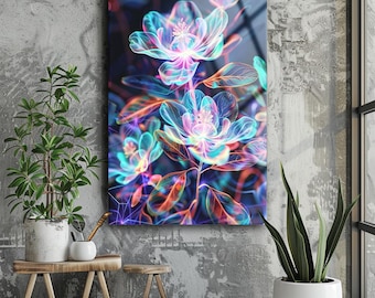 Abstract Flower Tempered Glass Wall Art: Modern Home Decor