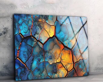 Abstract Wall Art - High Quality Tempered Glass Decor, Modern Home and Office Wall Art, Unique Birthday Gift Idea, Colorful Wall Art