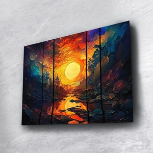 Abstract Nature Glass Wall Art: Modern Living Room Decor