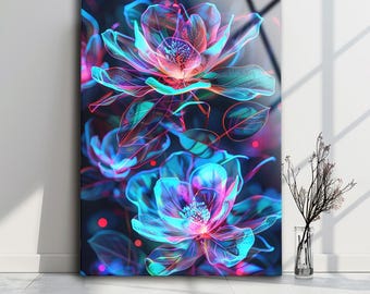 Abstract Flower Tempered Glass Wall Art: Modern Home Decor
