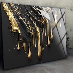Black and Gold Glass Wall Art: Modern Luxury Home Decor