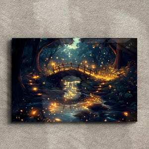 Tempered Glass Forest Landscape Wall Art: Modern Home Decor