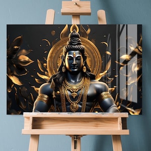 Shiva Glass Wall Art: Divine Hindu Decor for Wealth & Protection