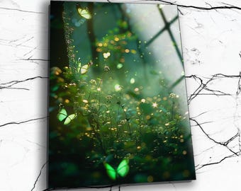 Butterfly Tempered Glass Wall Art: Modern Nature Print