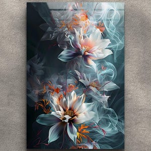 Abstract Flower Glass Wall Art: Modern Home Decor