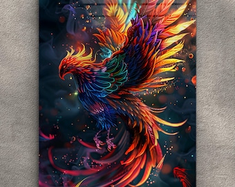フェニックスウォールアート：鮮やかな色の強化ガラスパネル - Etsy 日本