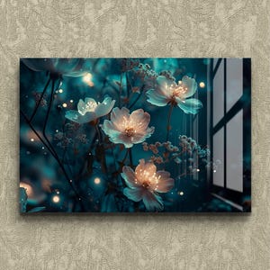 Arte floral de pared de vidrio templado: decoración minimalista moderna