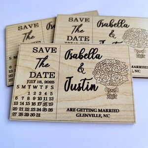Magneti Save the Date Magneti per matrimonio in legno / Calendario con magneti Save the Date floreali / Magneti per matrimonio rustici