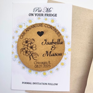Datumsmagnet | Benutzerdefinierte Holz Magnete Hochzeit | Save the Date Gastgeschenke mit Dankeskarten | Hochzeit Magnete | Kühlschrankmagnete und -karten