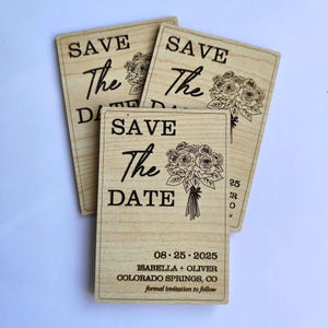 Magneti Save the Date Magneti per matrimonio in legno / Calendario con magneti Save the Date floreali / Magneti per matrimonio rustici
