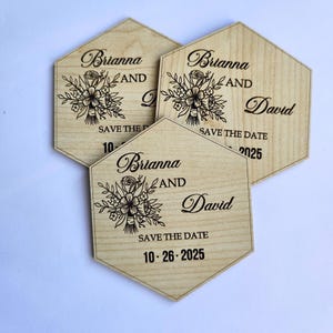 Magneti Save the Date Magneti per matrimonio in legno / Calendario con magneti Save the Date floreali / Magneti per matrimonio rustici